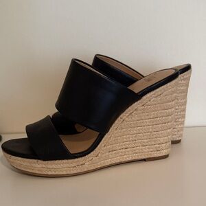 A New Day Black and Tan Wedge Sandals